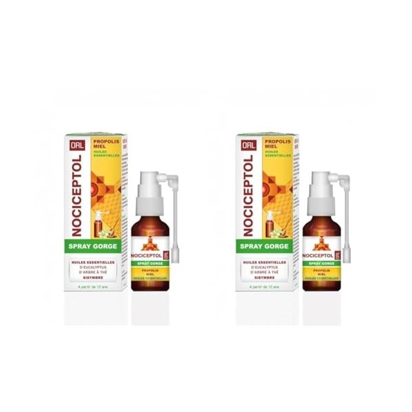 NOCICEPTOL® - ORL Spray Gorge - Propolis, Miel, Sisymbre, Vitamine C, Huiles Essentielles dEucalyptus Et dArbre À Thé Tea 