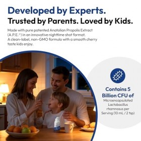 BEE and You Kids Propolis Immunitaire Night Time Shot – Probiotique, mélisse, cerise acidulée, soutien du sommeil, soutien im