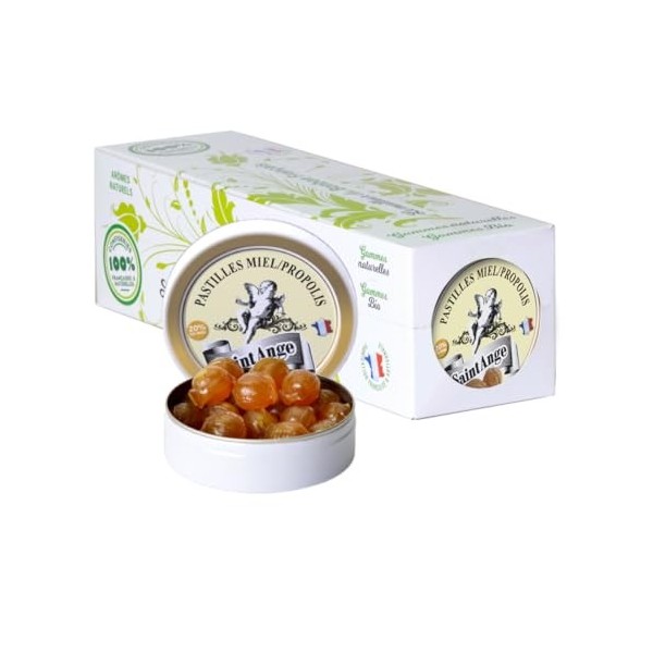 Lot 10 boites Miel Propolis Pastilles Saint-Ange Bonbons Traditionnels 100% Français Miel Propolis