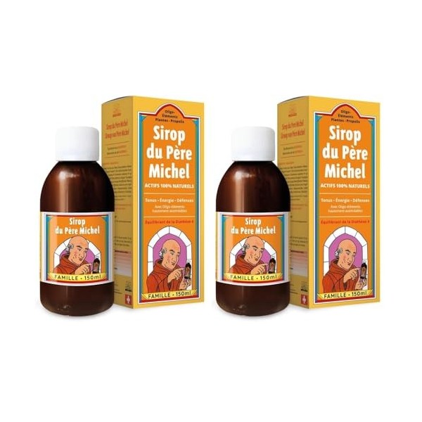 Sirop du Père Michel - Riche en propolis et oligoéléments - Mal de gorge - 150ml - Bioligo Lot de 2 Propolis