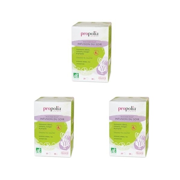 PROPOLIA - Bio - Infusion du Soir - Relaxation et sommeil - Propolis, Tilleul, Guimauve, Romarin et Oranger - Complément alim...