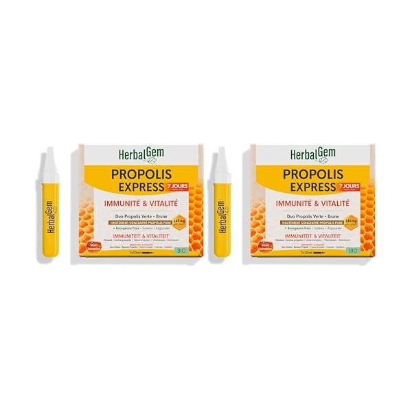 Herbalgem - Propolis Monodoses Bio - Immunité et Vitalité 7x10 ml Lot de 2 Propolis