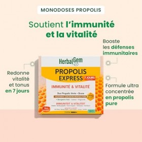 Herbalgem - Propolis Monodoses Bio - Immunité et Vitalité 7x10 ml Lot de 2 Propolis