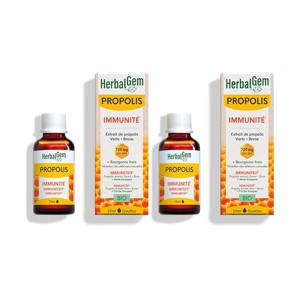 Herbalgem - Propolis Concentrée - Large Spectre Gouttes Bio - Dès les Premiers Signes du Refroidissement - 15 ml - Lemballag ...