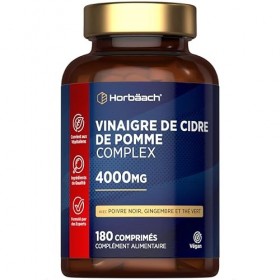 Vinaigre de Cidre 4000mg | 180 Gélules Vegan | Hautement dosé | Haute Dose de Vinaigre de Cidre de Pomme | Apple Cider Vinega