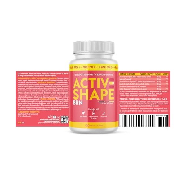 ActiveShape Brn Gélules | Le compagnon idéal pour atteindre vos objectifs | Pour hommes et femmes | Contenu 90 gélules