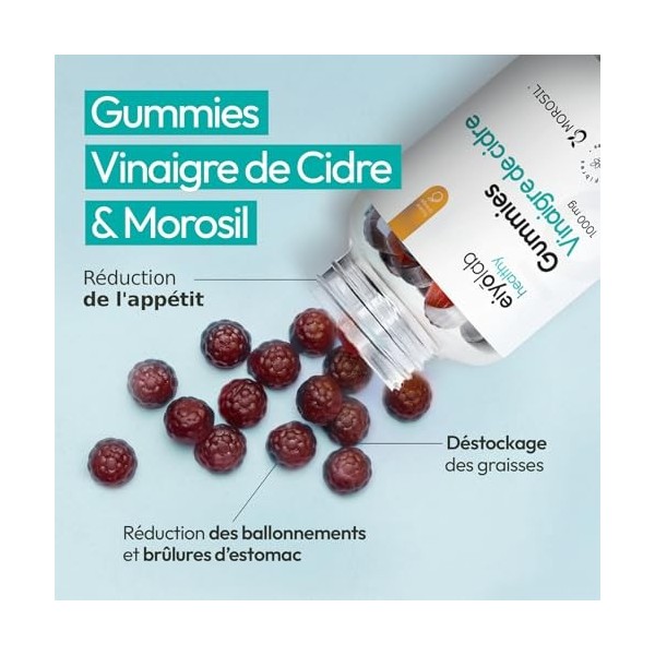 Gummies Morosil® - Vinaigre de Cidre | Digestion - Perte de Poids - Brûle Graisses | Vinaigre de cidre avec la "mère" | Moros