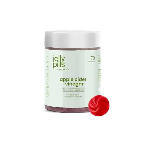 Jelly Pills Gummies Vinaigre de Cidre 1 000 mg + Chrome - 70 Gommes Végétaliennes - Sans Sucres Ajoutés - Saveur Pomme Nature