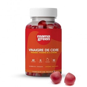 Mama Green - Gummies Vinaigre de cidre – Gestion du métabolisme - 60 gummies - Sans sucre – Sans colorants et arômes artifici