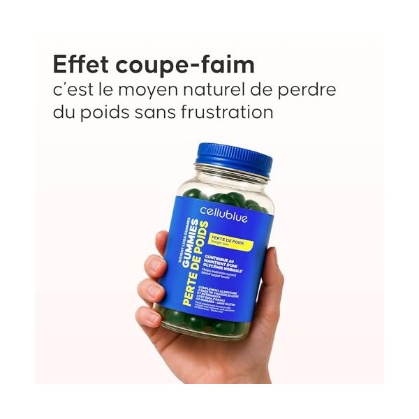 Gummies Vinaigre de Cidre Cellublue - Coupe-Faim Naturel, Digestion & Perte de Poids - Ralentit l’absorption des Sucres après