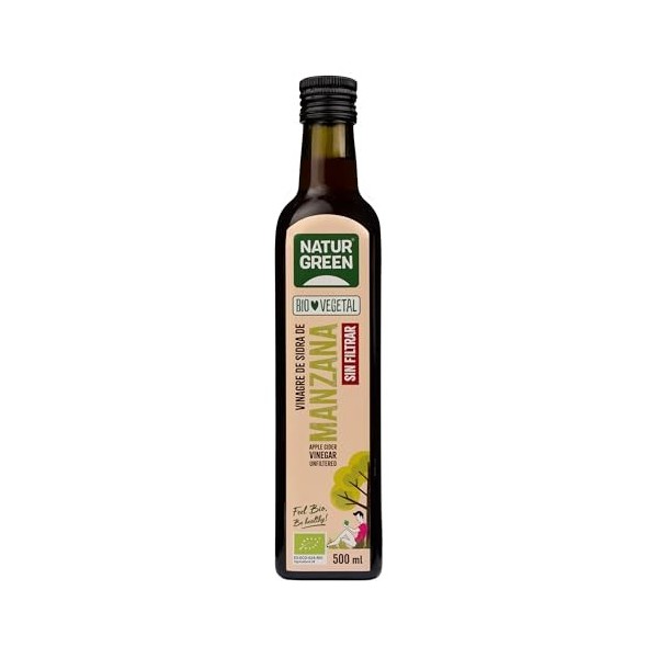 NATURGREEN VINAGRE DE SIDRA DE MANZANA – soin conçu pour une utilisation régulière, contenance 500 ml, peut être utilisé régu