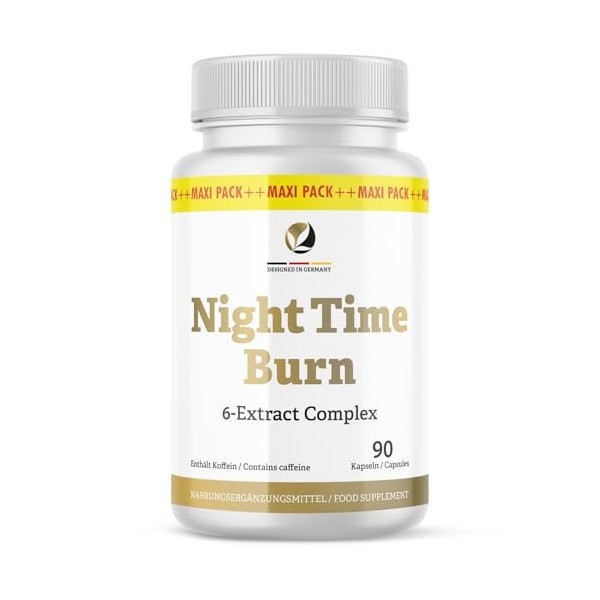 Night Time Burn Capsules | Pour les personnes soucieuses de leur santé | Facile à utiliser | 90 capsules.