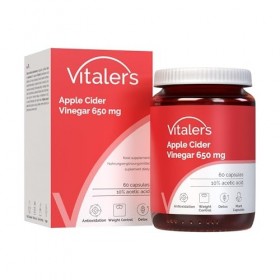 Vitaler’s Vinaigre de Cidre 650 mg – 60 gélules, Cure 2 Mois, Vegan, Sans Conservateurs, Composition Pure