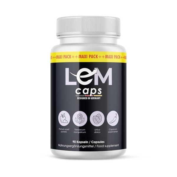 Lean Caps | au vinaigre de cidre et aux extraits de plantes | pour hommes et femmes | 90 capsules par boîte
