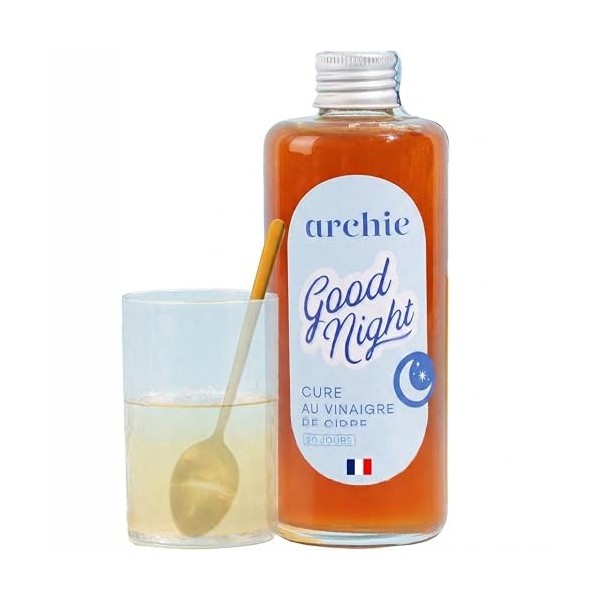 Archie, Cure Good Night, Vinaigre de cidre - Melatonine, Melisse, Passiflore. Sommeil, Digestion, Stress, Sérénité. Made in F...