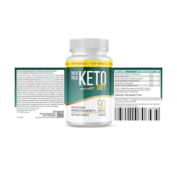 Keto Diet Gélules | Convient aux hommes et aux femmes | Facile à utiliser | Contenu 90 gélules