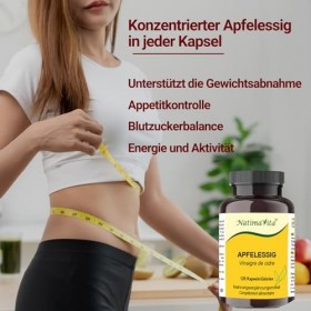 Vinaigre de cidre de pomme en gélules - 1000 mg par jour - 2 x 120 capsules vegan - Soutient le métabolisme et l’élimination 