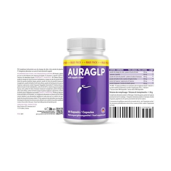 AURAGLP Gélules | Le compagnon idéal pour atteindre vos objectifs | Pour hommes et femmes | Contenu 90 gélules