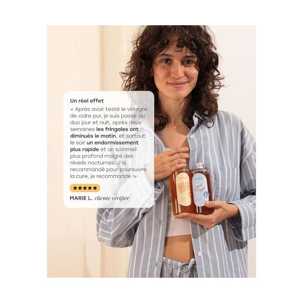 Archie, Pack Cures Matin et Nuit, Vinaigre de cidre - Détox, Sommeil, Glycémie, Digestion, Ballonnements, Stress. Made in Fra