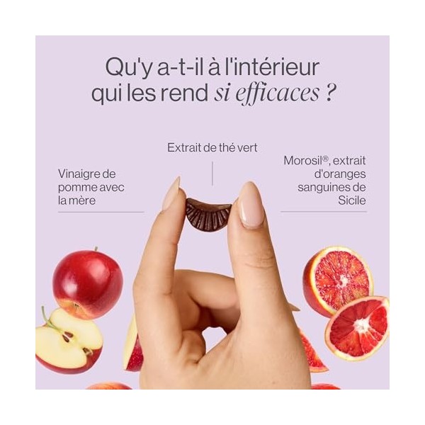 Gummies au Vinaigre de Pomme avec Morosil, Vitamine C et Extrait de Thé Vert - 60 Gummies Naturelles au Goût dOrange - Moro ...