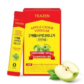 TEAZEN - Vinaigre de Cidre de Pomme Sans Sucre – Boisson instantanée au thé vert – 10 sachets – Sans sucre, végétalien, faibl
