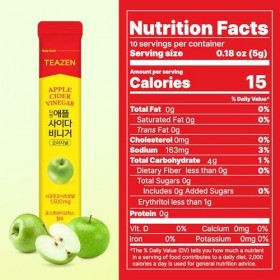 TEAZEN - Vinaigre de Cidre de Pomme Sans Sucre – Boisson instantanée au thé vert – 10 sachets – Sans sucre, végétalien, faibl