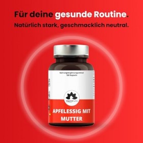 Capsules de vinaigre de cidre avec mère – 180 capsules véganes – poudre de vinaigre de cidre avec extrait de mère – Apple Cid