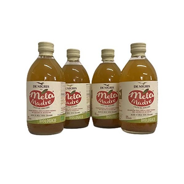 Aceto di mele biologico 4x500ml vinaigre de pomme mère non pasteurisé, biologique et non filtré