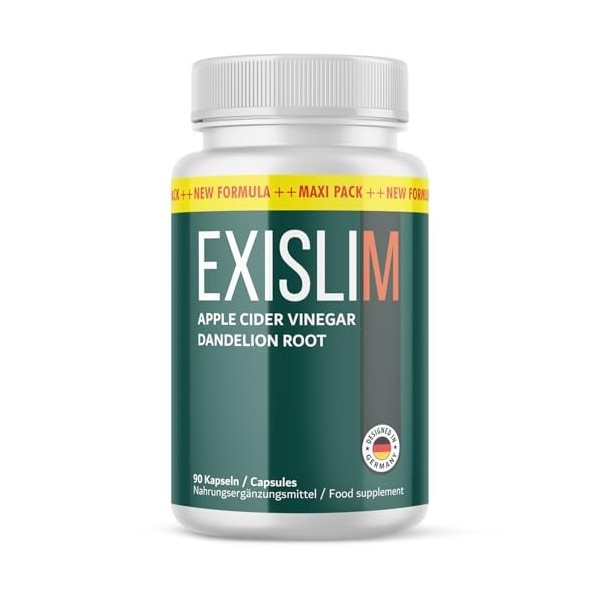 Exislim gélules | avec des ingrédients précieux, comme le vinaigre de pomme et la racine de pissenlit | 90 gélules 1x