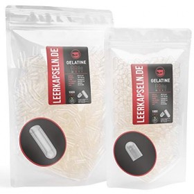 Lot de 1000 demi-capsules séparées - Taille 00 - Capsules de gélatine de bœuf - Capacité de remplissage - Transparentes