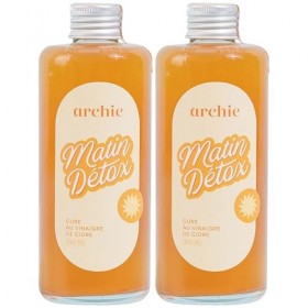 Archie, Pack Cure Matin Detox, Vinaigre de cidre - Gingembre, Citron et Epices. Énergie, Vitalité. Rituel naturel. Made in Fr