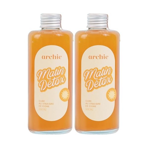 Archie, Pack Cure Matin Detox, Vinaigre de cidre - Gingembre, Citron et Epices. Énergie, Vitalité. Rituel naturel. Made in Fr