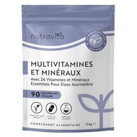 Nutravita Multivitamines et Minéraux - 90 Comprimés 26 Nutriments dont Zinc Fer Selenium Vitamine C A B D3 E K - Vitamines, M...