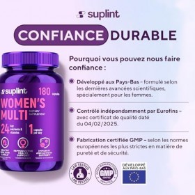 Multivitamines et Minéraux Femme Haute Puissance – Complexe A–Z avec Vitamine B6, Fer, Zinc & Vitex – 180 Gélules – Complémen...