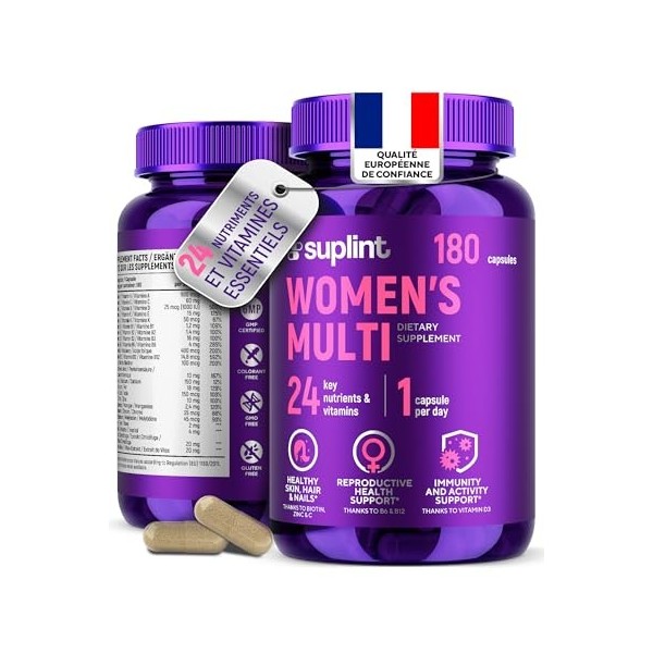 Multivitamines et Minéraux Femme Haute Puissance – Complexe A–Z avec Vitamine B6, Fer, Zinc & Vitex – 180 Gélules – Complémen...