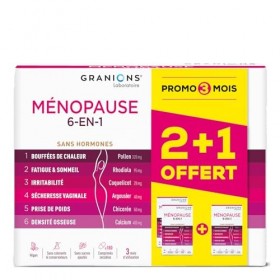 GRANIONS - MENOPAUSE 6-EN-1-3 MOIS | Menopause Bouffee de Chaleur et Poids - Ménopause Perte de Poids - Bouffees de Chaleur, 