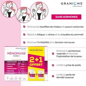 GRANIONS - MENOPAUSE 6-EN-1-3 MOIS | Menopause Bouffee de Chaleur et Poids - Ménopause Perte de Poids - Bouffees de Chaleur, 
