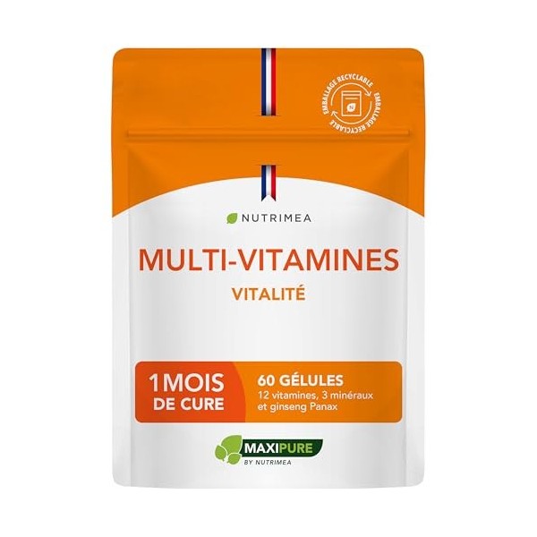 Multivitamines et Minéraux – Avec Ginseng - Vitamines A, B1, B2, B3, B5, B6, B8, B9, B12, C, D3, E, Magnésium, Sélénium et Zi