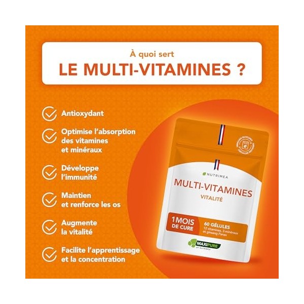 Multivitamines et Minéraux – Avec Ginseng - Vitamines A, B1, B2, B3, B5, B6, B8, B9, B12, C, D3, E, Magnésium, Sélénium et Zi