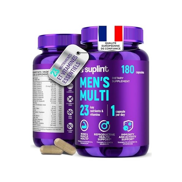 Multivitamines Homme Haute Puissance - Complexe A-Z Vitamines, Minéraux et Compléments - 180 Gélules pour 180 Jours - Énergie...
