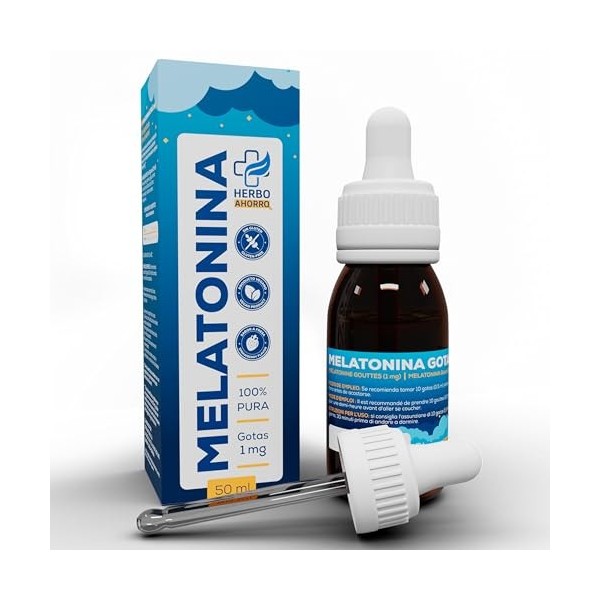 Gouttes de mélatonine – Mélatonine 1 mg gouttes – Sommeil doux et profond, sans effet de “crash” – Réveil sans somnolence – G