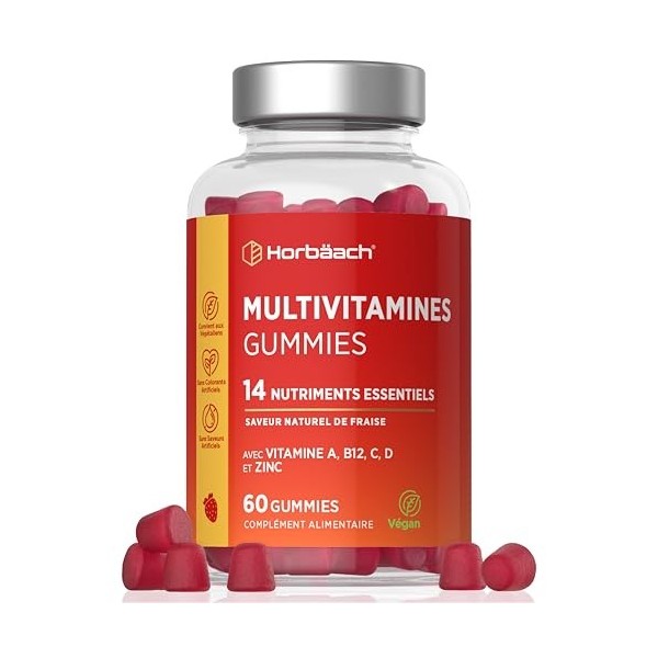 Multivitamines Gummies Adulte | 14 Vitamines Minéraux Essentiels - Vitamine A, Vitamine B12, Vitamine C, Vitamine D et Zinc |