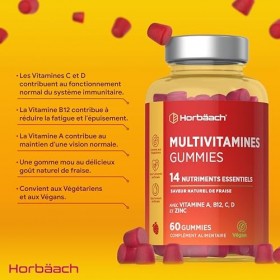 Multivitamines Gummies Adulte | 14 Vitamines Minéraux Essentiels - Vitamine A, Vitamine B12, Vitamine C, Vitamine D et Zinc |