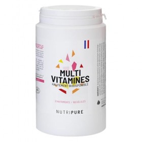 Nutripure | Multivitamines et Minéraux 21 Nutriments Essentiels | Vitamines A, C, D, B1, B2, B3, B6, B9, B12, Magnesium, Zinc...