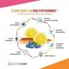 Nutripure | Multivitamines et Minéraux 21 Nutriments Essentiels | Vitamines A, C, D, B1, B2, B3, B6, B9, B12, Magnesium, Zinc...