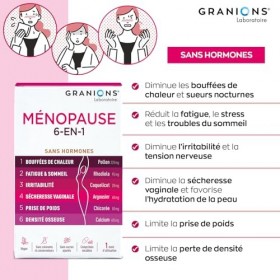 GRANIONS - MENOPAUSE 6-EN-1 | 1 MOIS - Menopause bouffee de chaleur et poids - Ménopause Perte de Poids - Bouffees de Chaleur