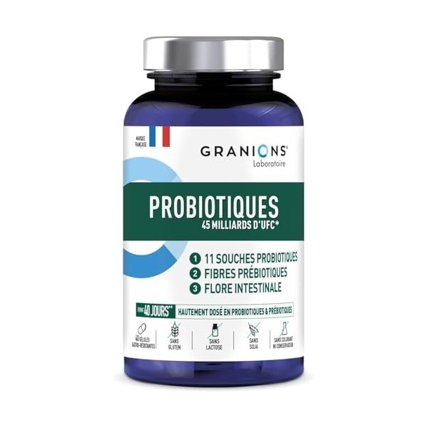 GRANIONS | Probiotique 45 Milliards d’UFC – Complement Alimentaire pour Flore Intestinale - Flore intime – Digestion Difficil