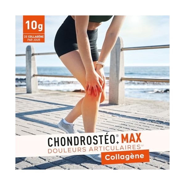 GRANIONS CHONDROSTEO+ MAX COLLAGENE 225g, Collagene et Acide Hyaluronique + Curcuma + Boswellia - Articulations, Muscle, Tend