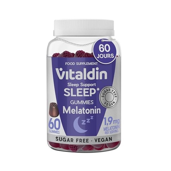 Vitaldin Gummies Mélatonine 1,9 mg – Avec Vitamine B6, Passiflore, Camomille et Mélisse – Pour Dormir et Améliorer la Qualité