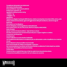 Warrior Créatine Monohydrate + Collagène Hydrolysé 270 g – 30 Portions – Supplément Sportif pour Récupération Musculaire et A